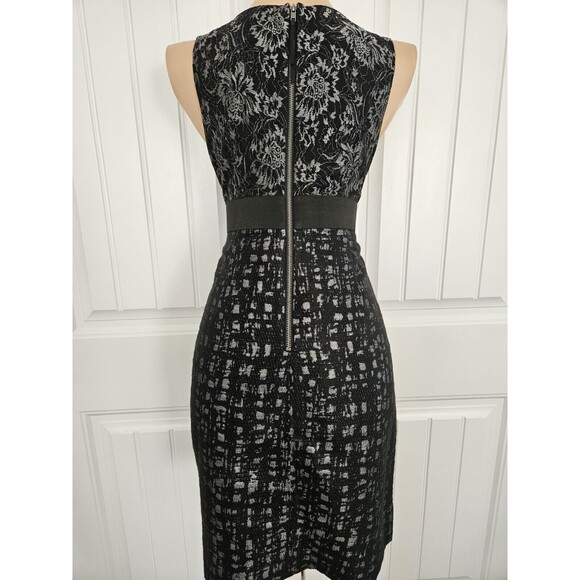 Taylor Ruffle Neck Metallic Cocktail Dress Size 6 Gray Black Silver fixable flaw - Picture 3 of 13